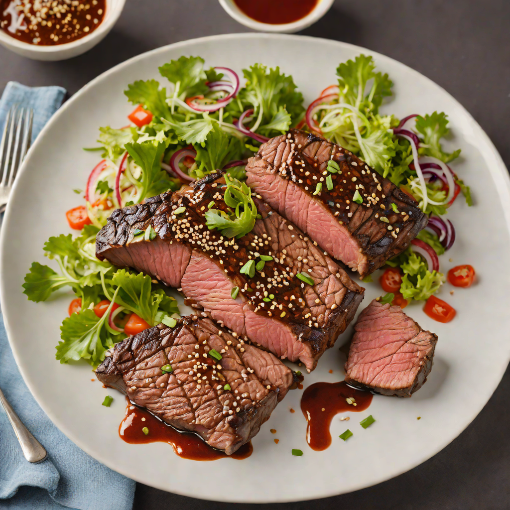 Grilled Korean Steak with Gochujang Marinade and Sesame Scallion Salad