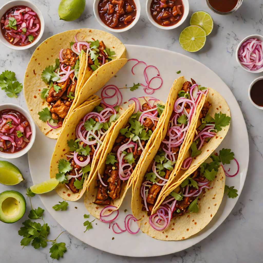 Tamarind-Glazed Chicken Tacos with Pickled Red Onion