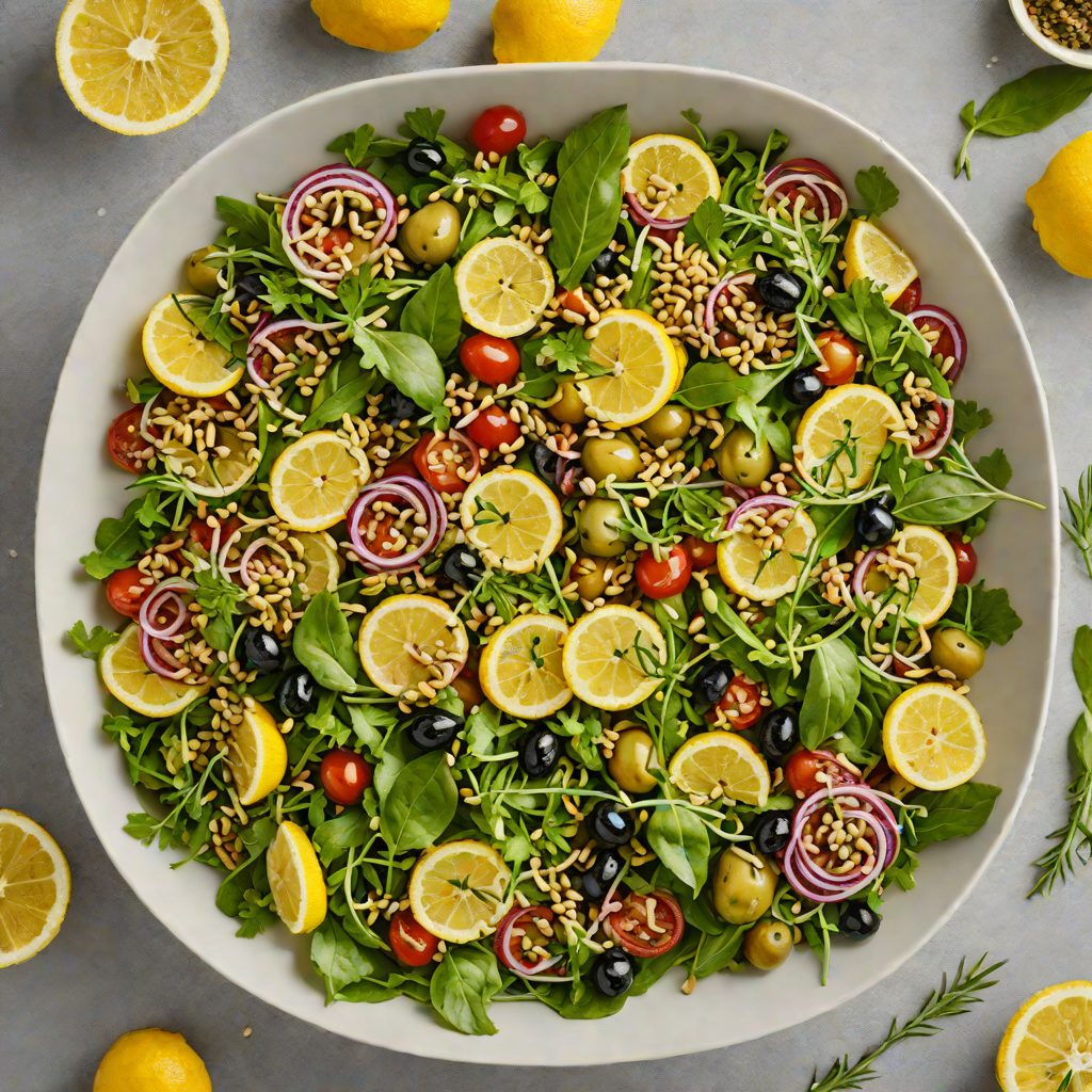 Cold-Pressed Olive Oil and Hemp Seed Salad with Charred Lemon Vinaigrette
