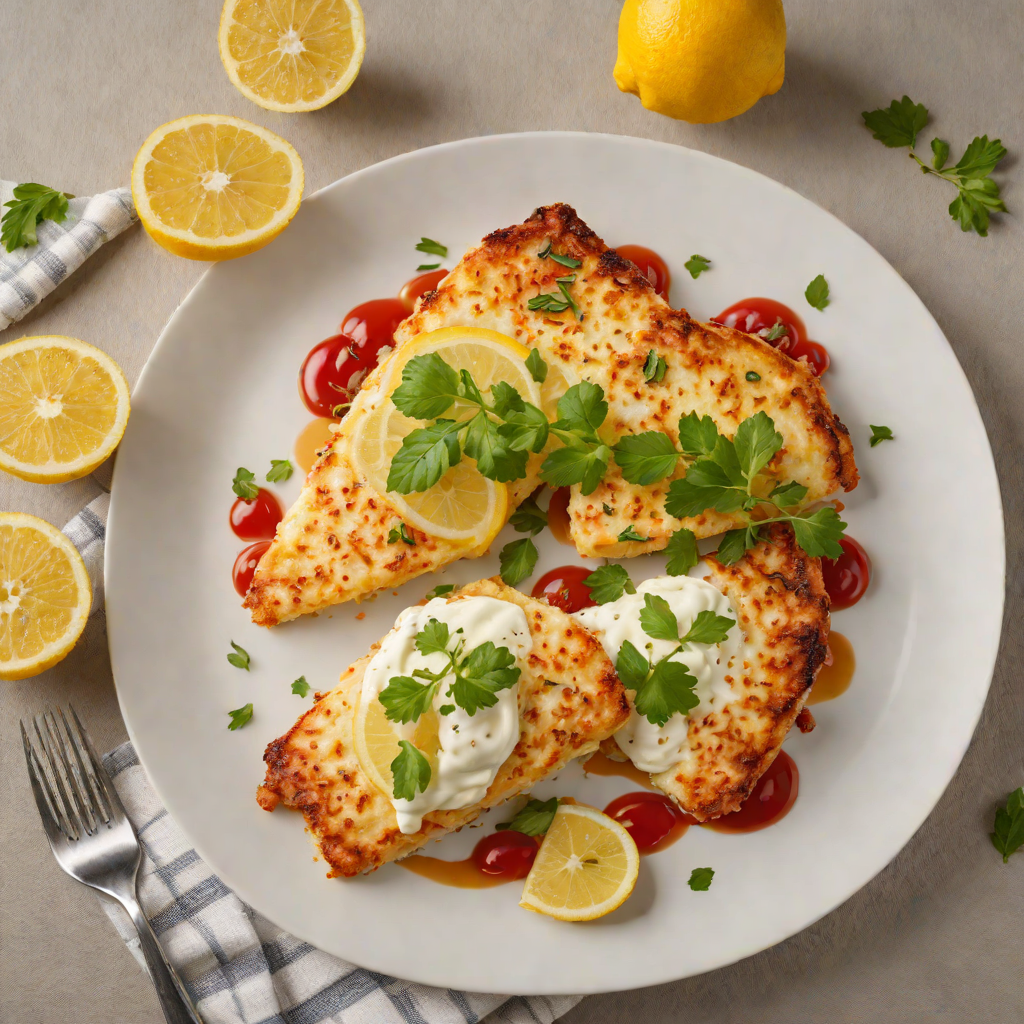 Pan-Fried Greek Cheese Saganaki with Lemon Wedge