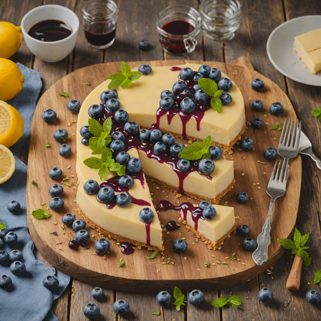 No-Bake Lemon Yogurt Cheesecake with Blueberry Glaze