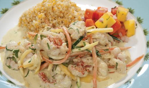 Real Coconut Curry Shrimp with Mango Salsa