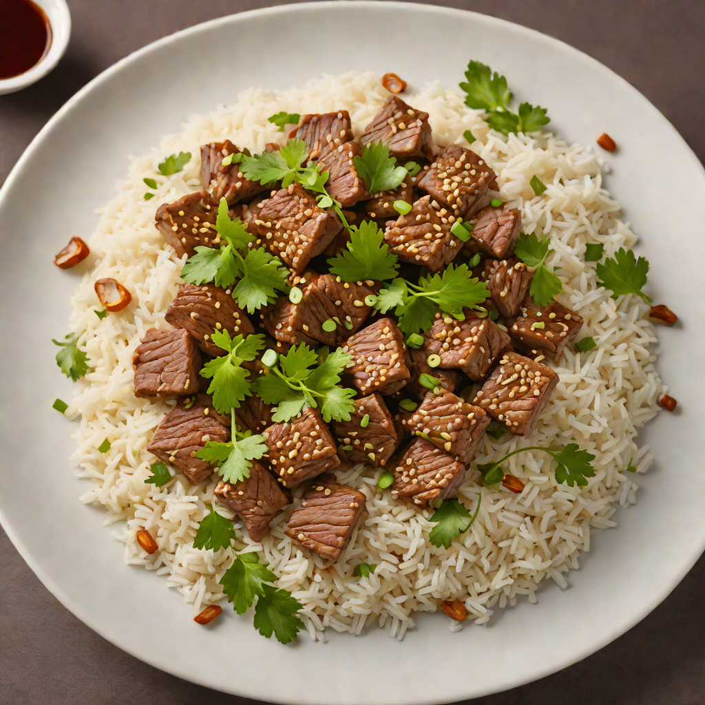 Herb and Garlic Sautéed Beef with Steamed Jasmine Rice