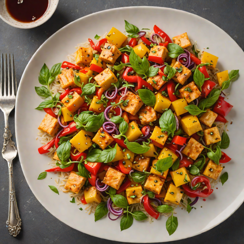 Quick Stir-Fry Thai Basil Tofu with Bell Peppers
