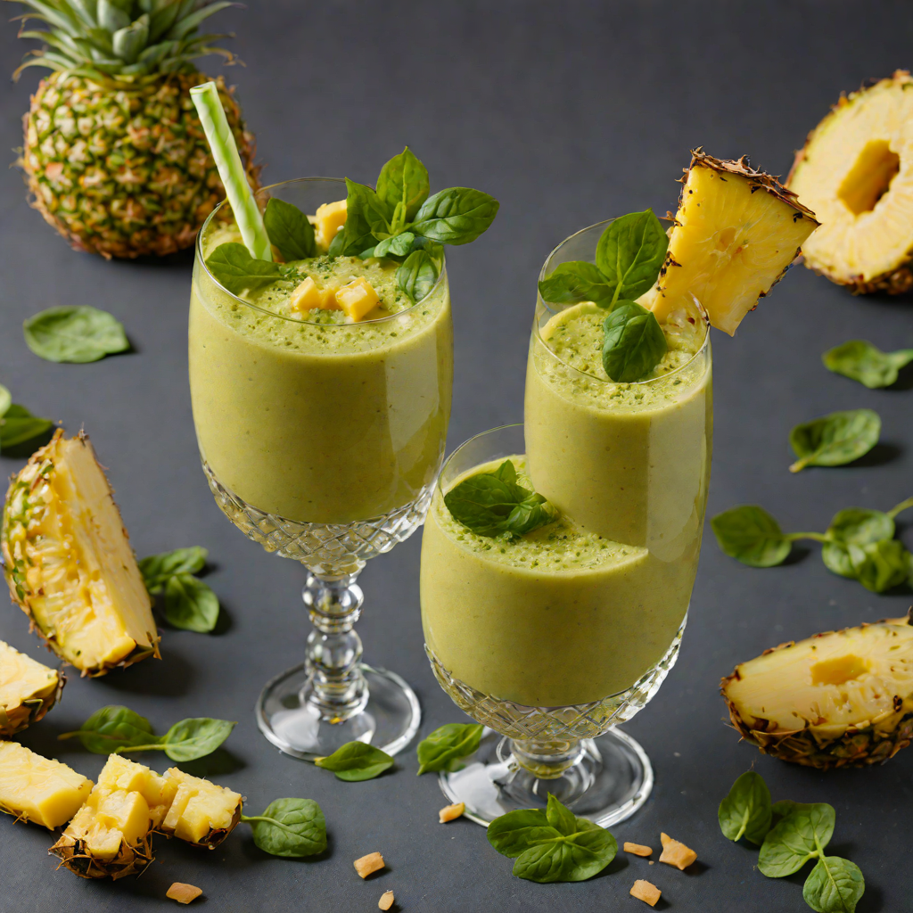 Pineapple Ginger Turmeric Smoothie with Spinach and Banana