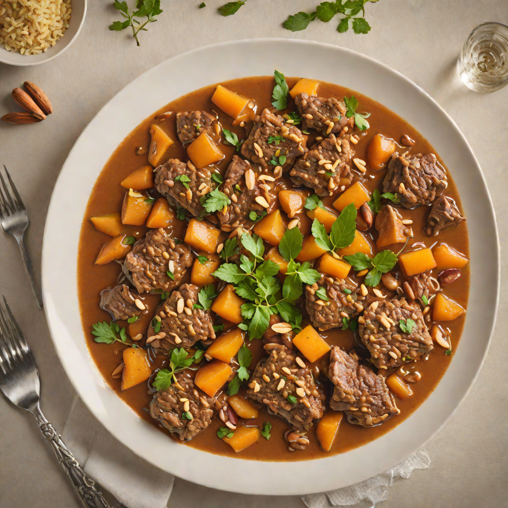 Slow-Cooked Regional Lamb Tagine with Apricots and Almonds