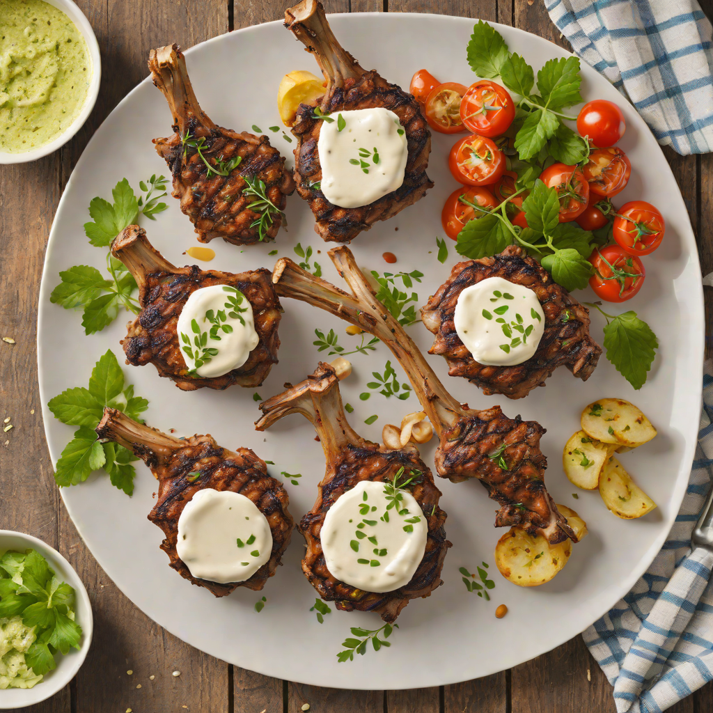 Herb-Rubbed Grilled Lamb Chops with Garlic Yogurt Sauce