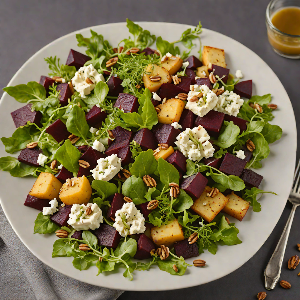 Roasted Local Beet and Goat Cheese Salad with Walnut Vinaigrette
