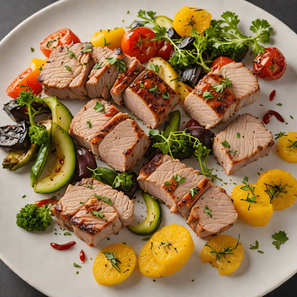 Grilled Citrus-Marinated Pork Tenderloin with Charred Vegetable Medley