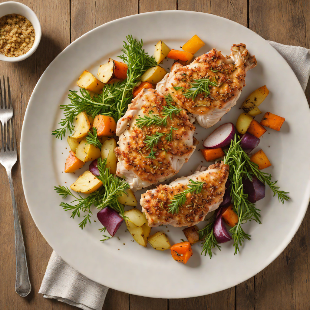 Mountain Herb-Crusted Chicken with Winter Root Vegetables