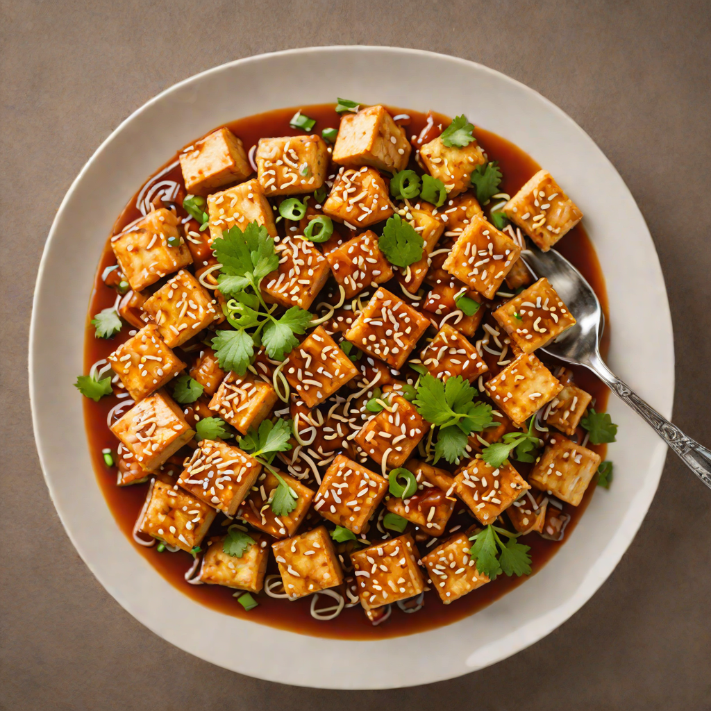 Stir-Fried Tofu with Garlic and Sesame in Spicy Chili Sauce