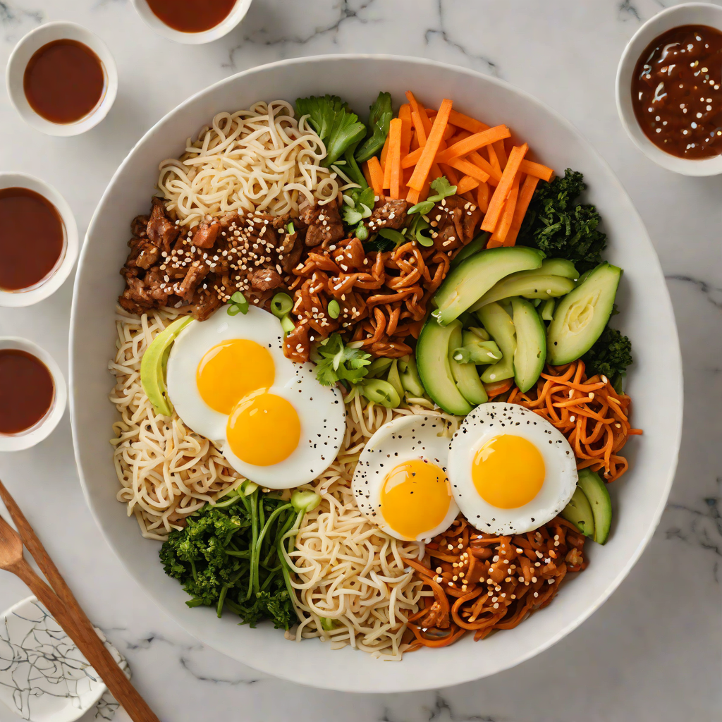 Korean-Inspired Bibimbap Lunchbox Bowl with Gochujang Sauce