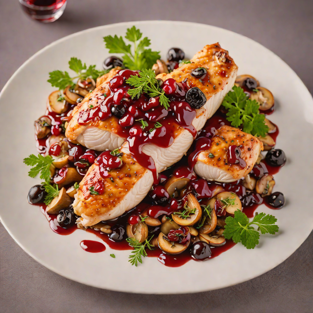 Pan-Seared Chicken with Mushroom and Cranberry Reduction