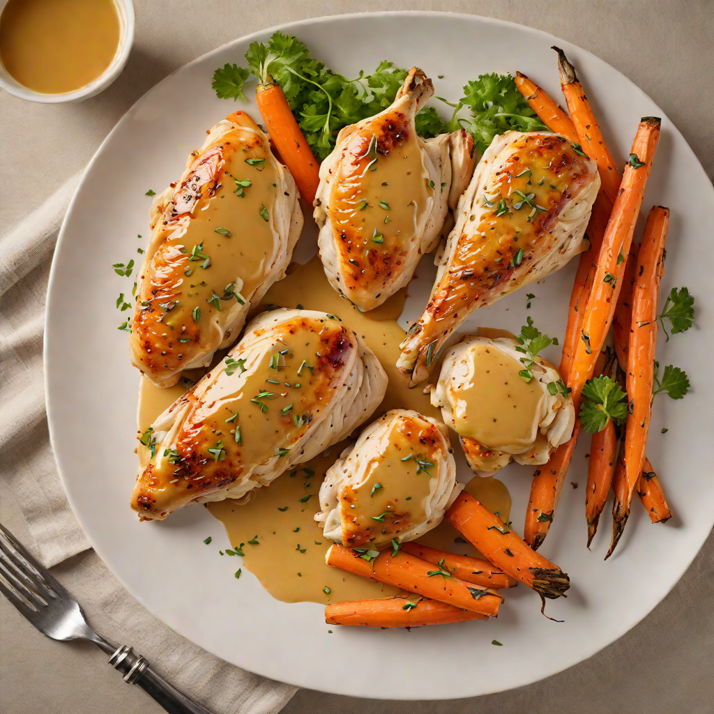 Pan-Roasted Chicken with Honey Mustard Glaze and Roasted Carrots