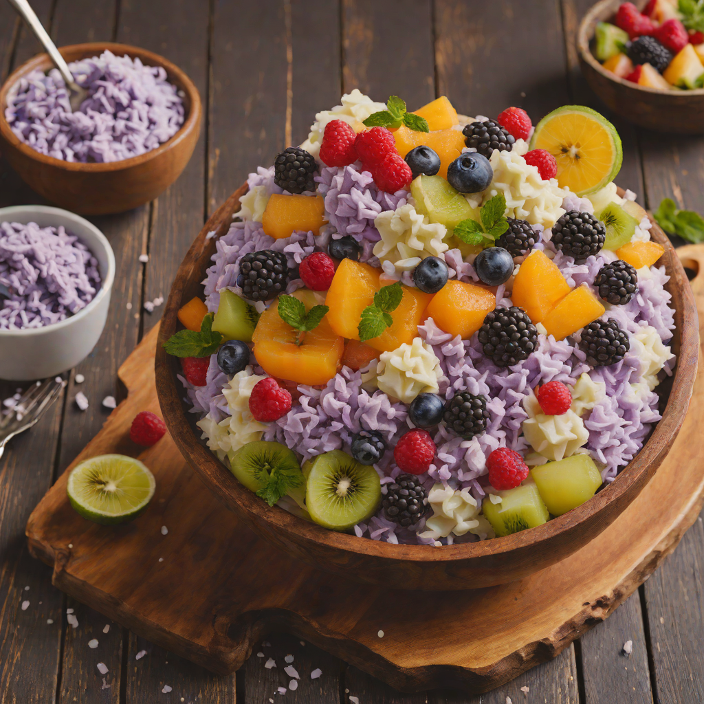 Halo-Halo Inspired Shaved Ice with Ube and Sweetened Fruits
