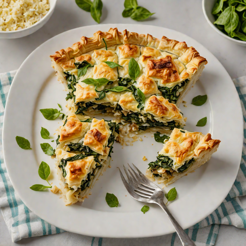 Spanakopita-Inspired Greek Spinach and Feta Pie with Phyllo Crust