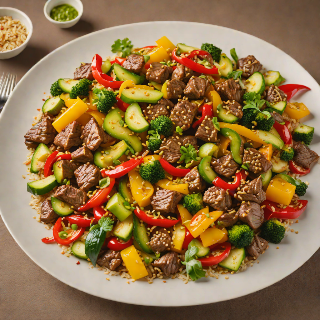 Beef Stir-Fry with Bell Peppers and Zucchini in Ginger Sauce