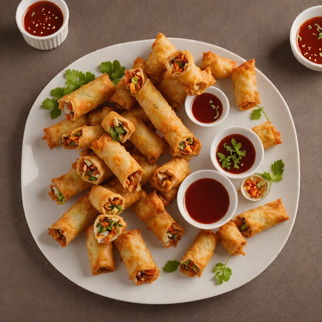 Chicken Egg Rolls with Sweet Chili Dipping Sauce