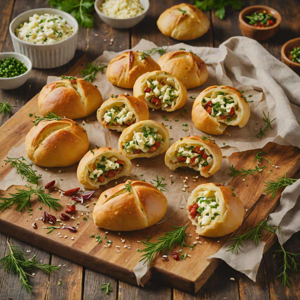 Sun-Dried Tomato and Feta Pirozhki with Dill