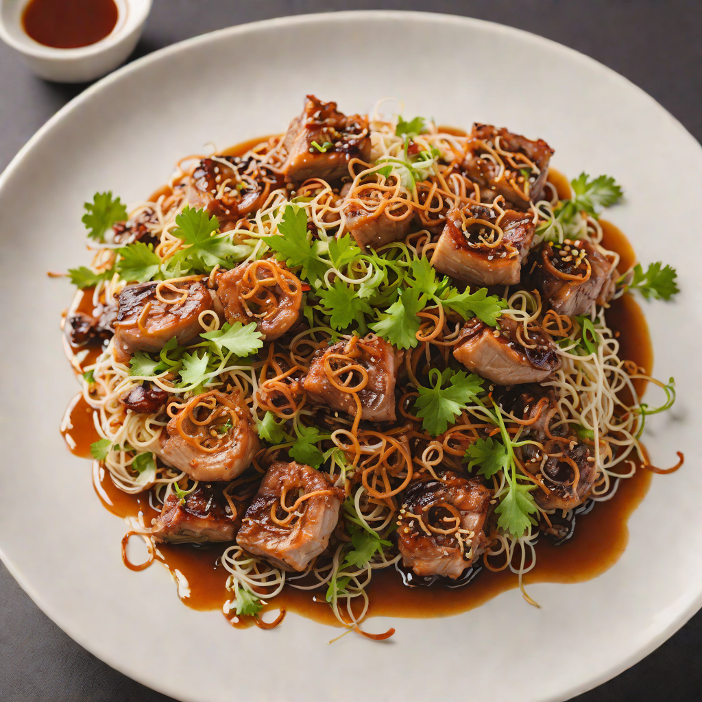 Dry Hủ Tiếu Mì with Caramelized Pork and Crispy Shallots