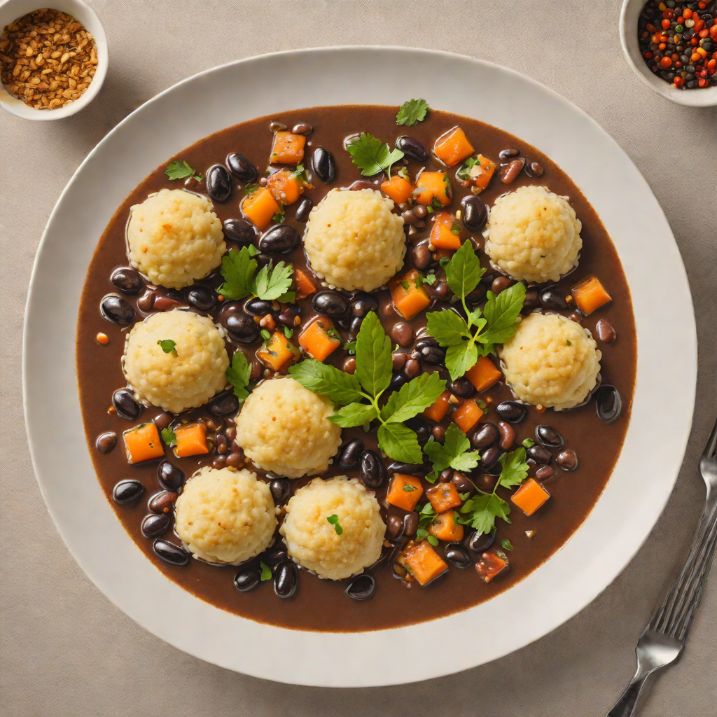 Slow-Cooked Black Bean Stew with Cassava Flour Dumplings