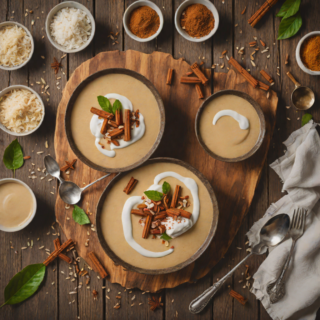 Sweetened Cassava Flour Pudding with Cinnamon and Coconut Cream