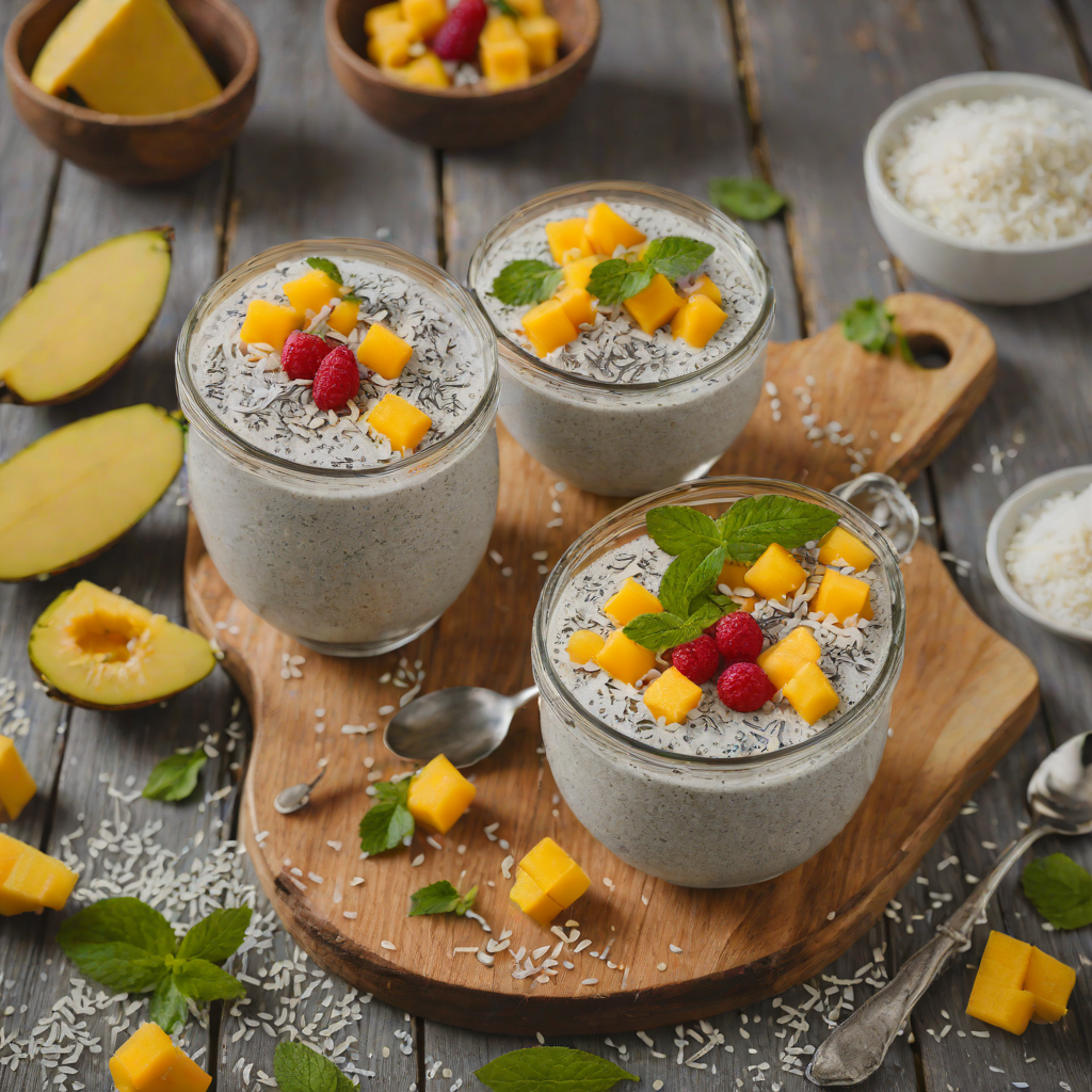 No-Bake Chia Seed Pudding with Coconut Milk and Mango