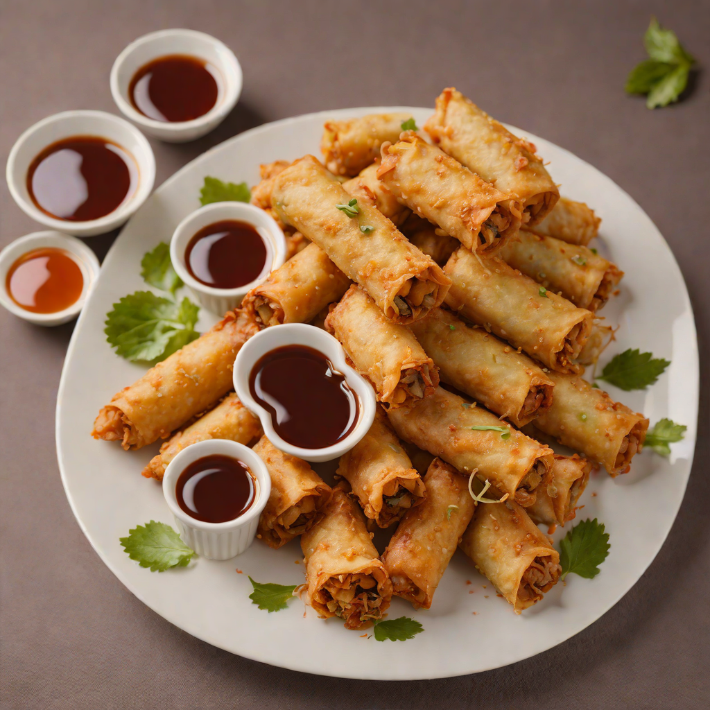 Pan-Fried Thai Chicken Egg Rolls with Sweet Dipping Sauce
