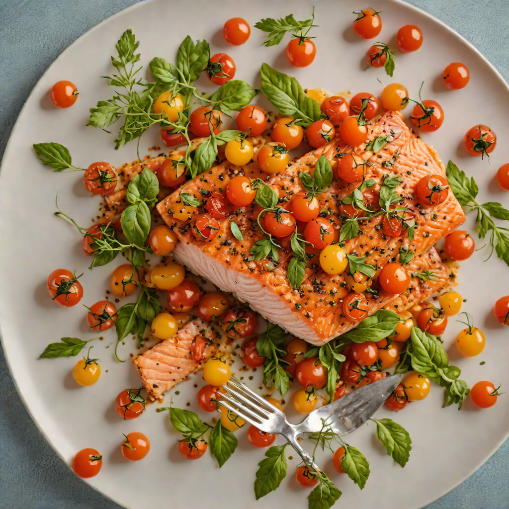 Baked Italian Herb-Rubbed Salmon with Roasted Cherry Tomatoes