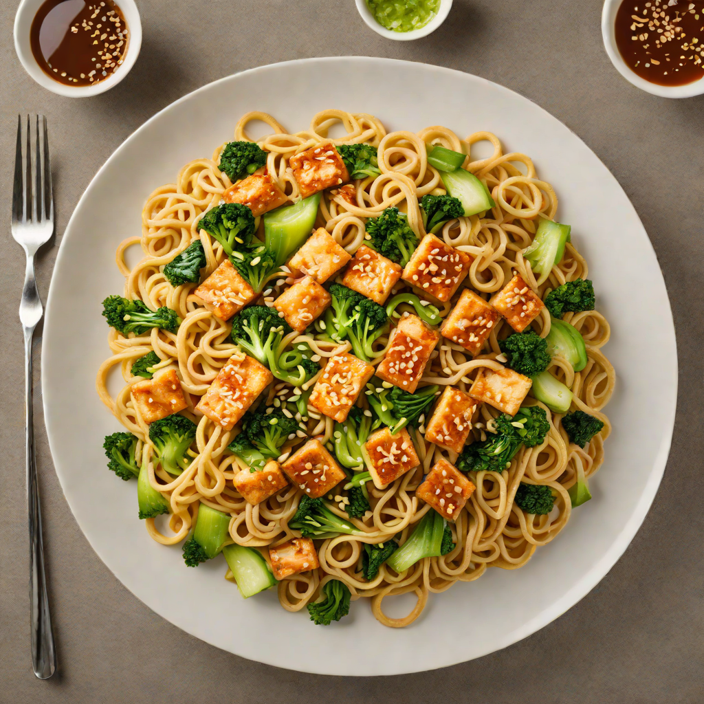 Stir-Fried Udon Noodles with Tofu and Bok Choy
