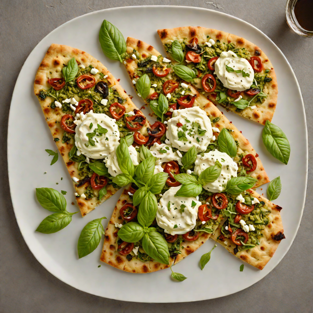 Basil Pesto and Sun-Dried Tomato Flatbread with Ricotta