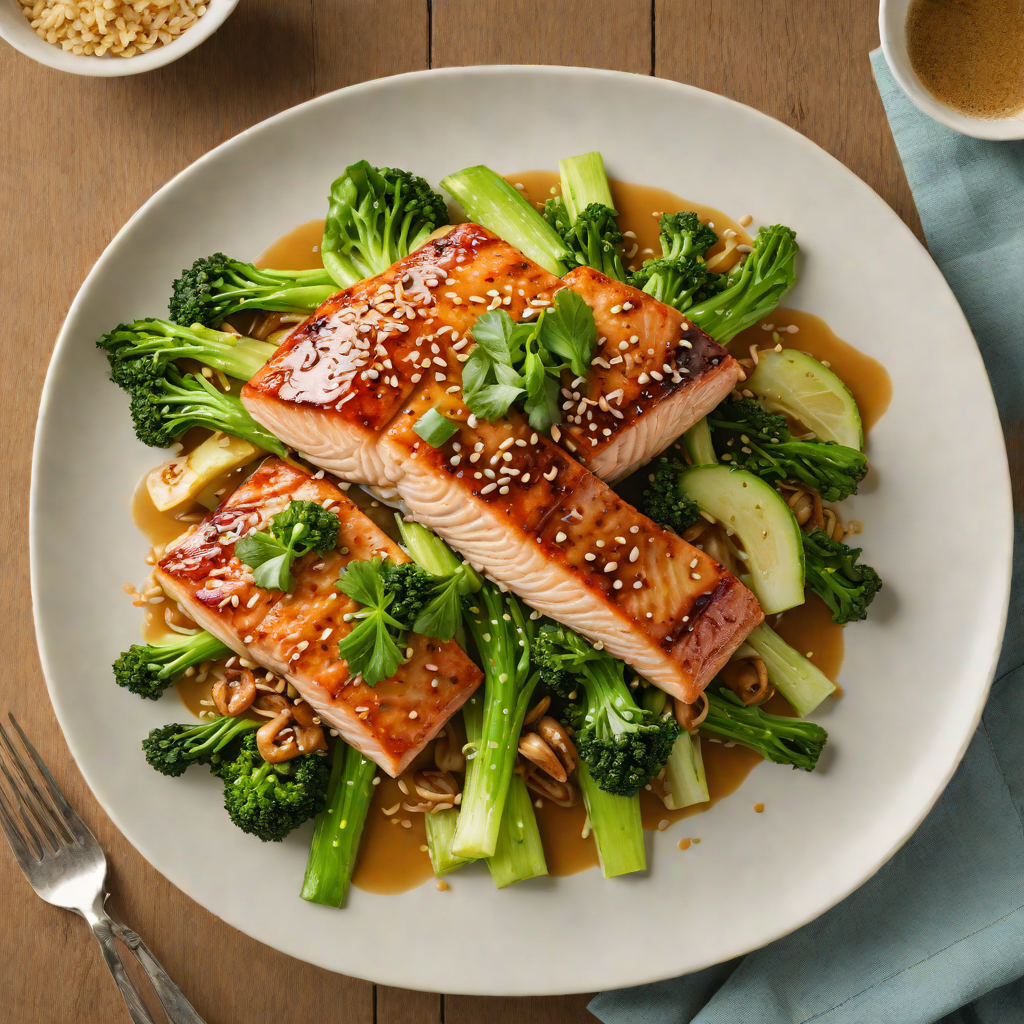 Miso-Glazed Salmon with Ginger-Sesame Bok Choy