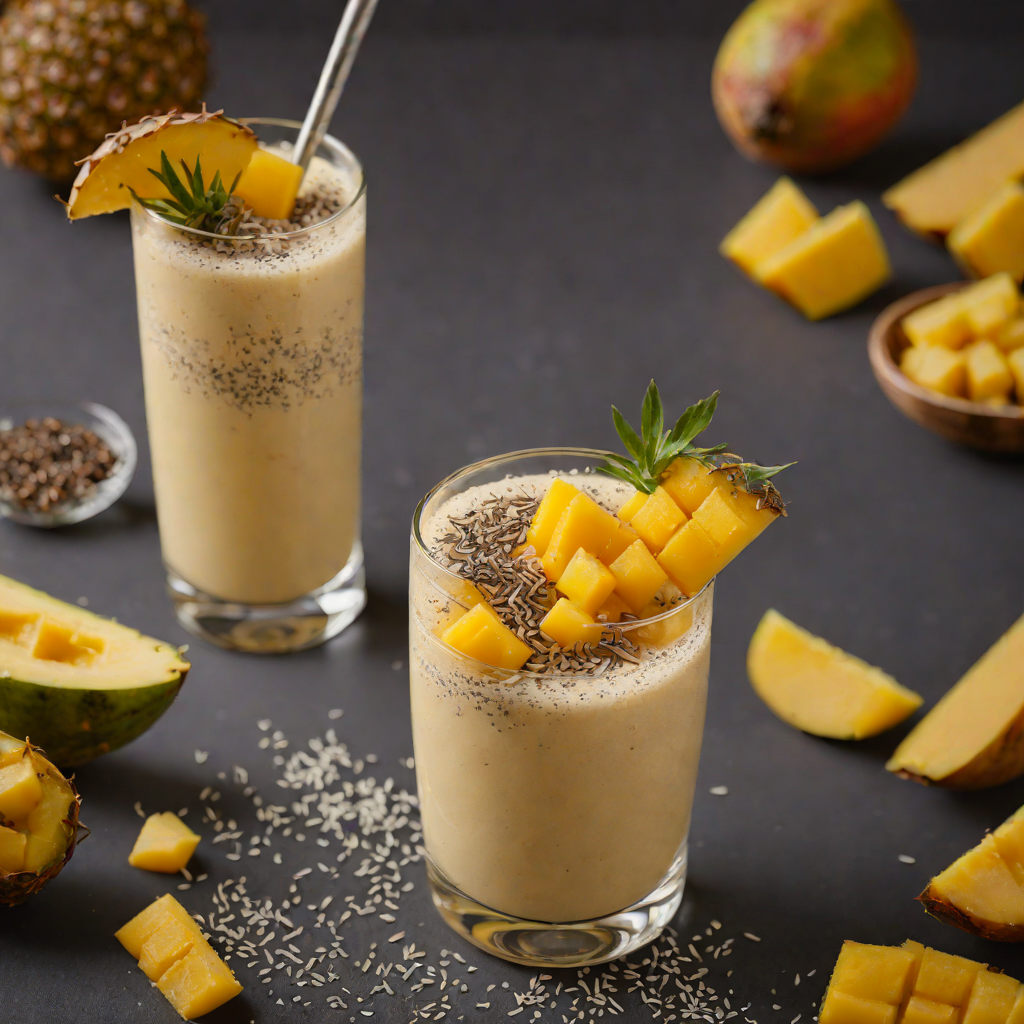 Mango-Pineapple Smoothie with Coconut and Chia Seeds