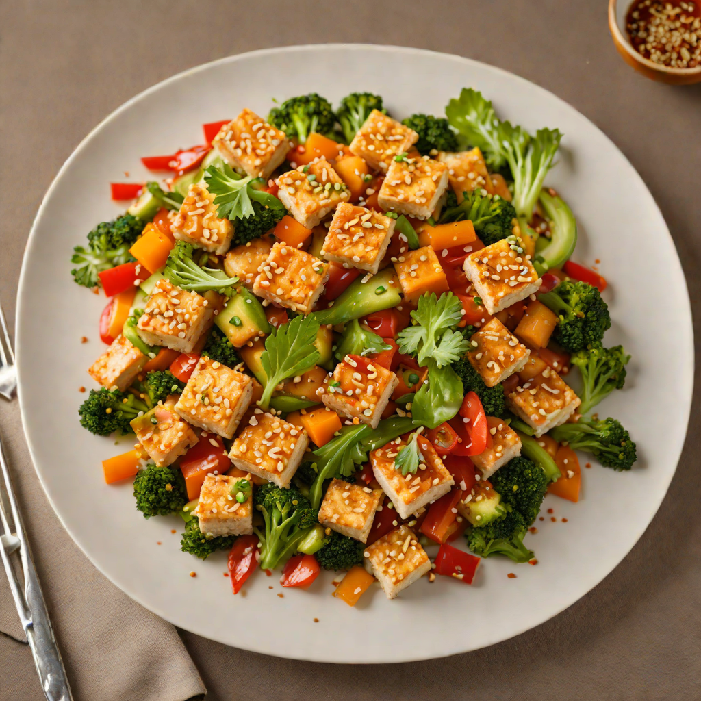 Sautéed Spicy Tofu with Seasonal Vegetables and Sesame