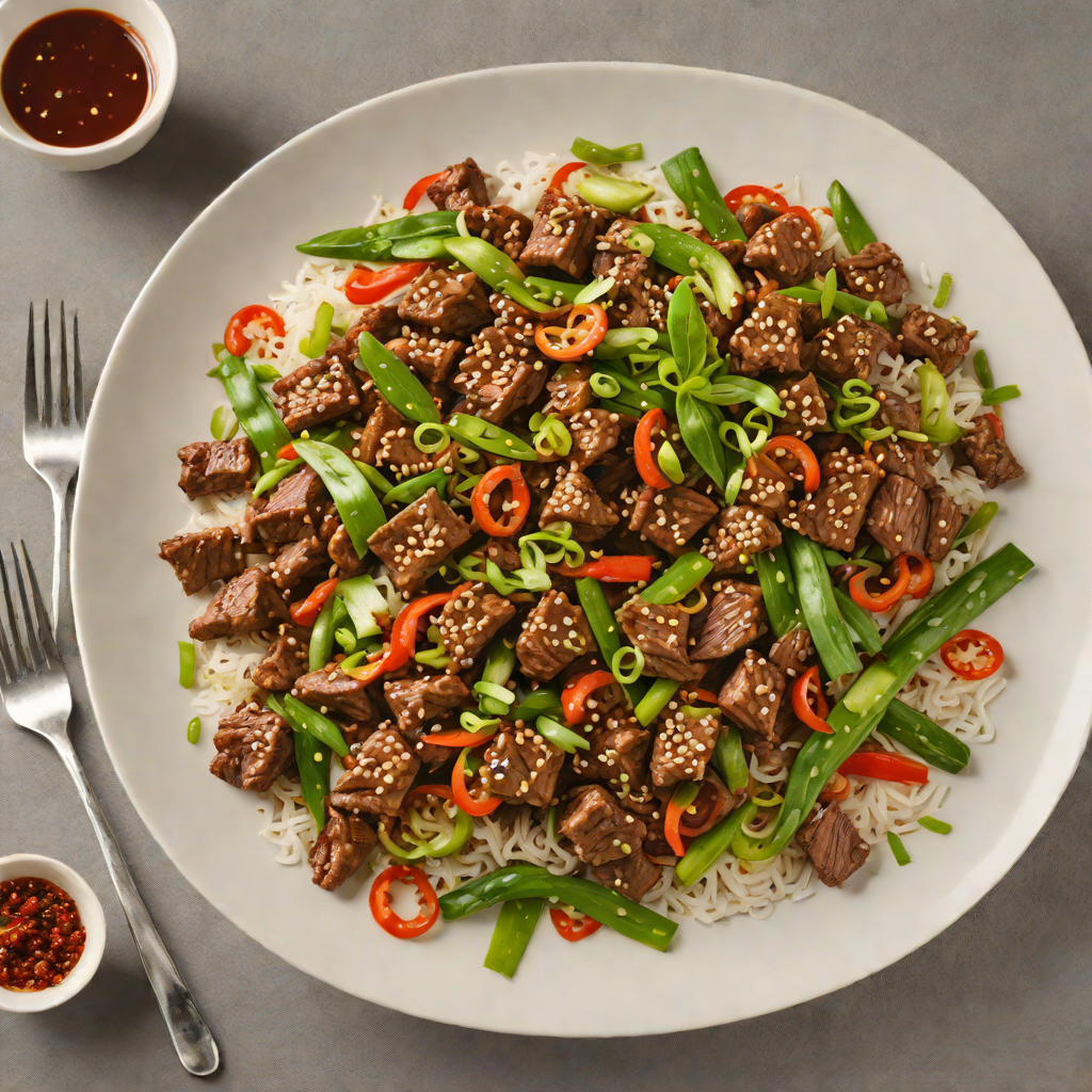 Spicy Asian Stir-Fried Back Muscle Beef with Ginger and Scallions
