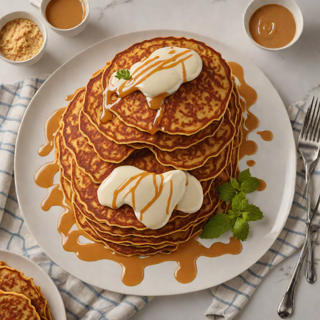 Cinnamon-Spiced Sweet Potato Pancakes with Maple Drizzle