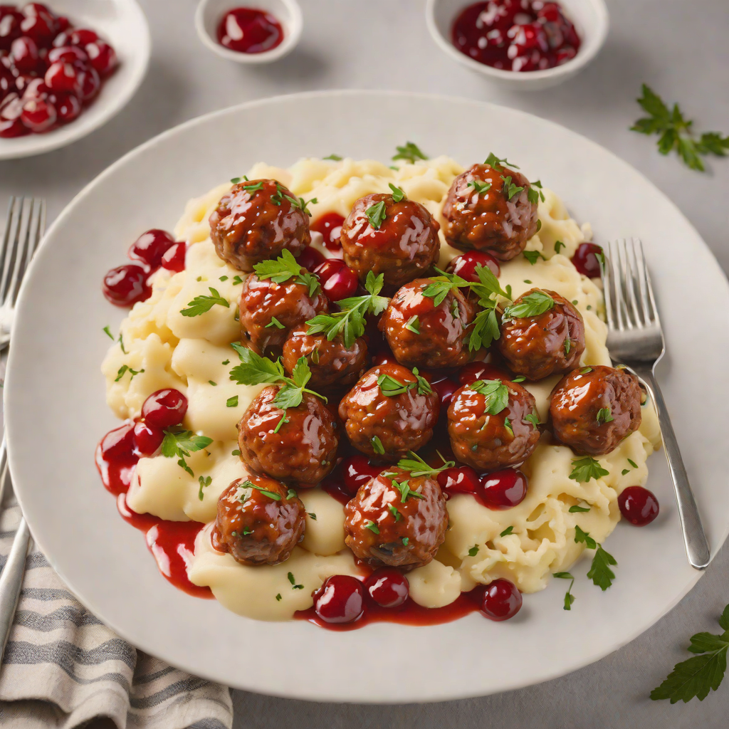 Lingonberry Meatballs with Creamy Mashed Potatoes