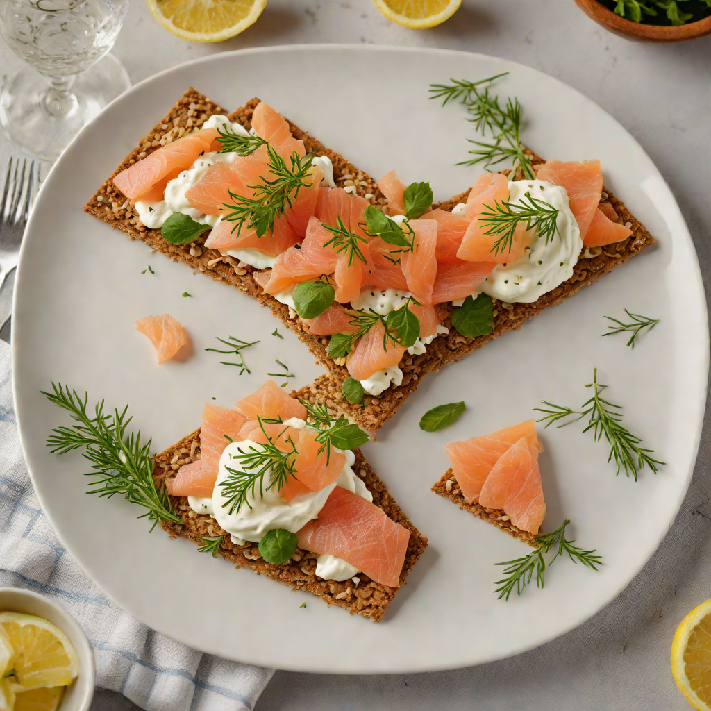 Swedish Rye Crispbread with Smoked Salmon and Horseradish Cream