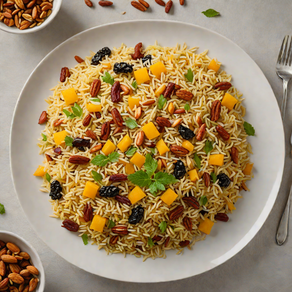 Steamed Kashmiri Pulao with Saffron, Almonds, and Dried Fruit