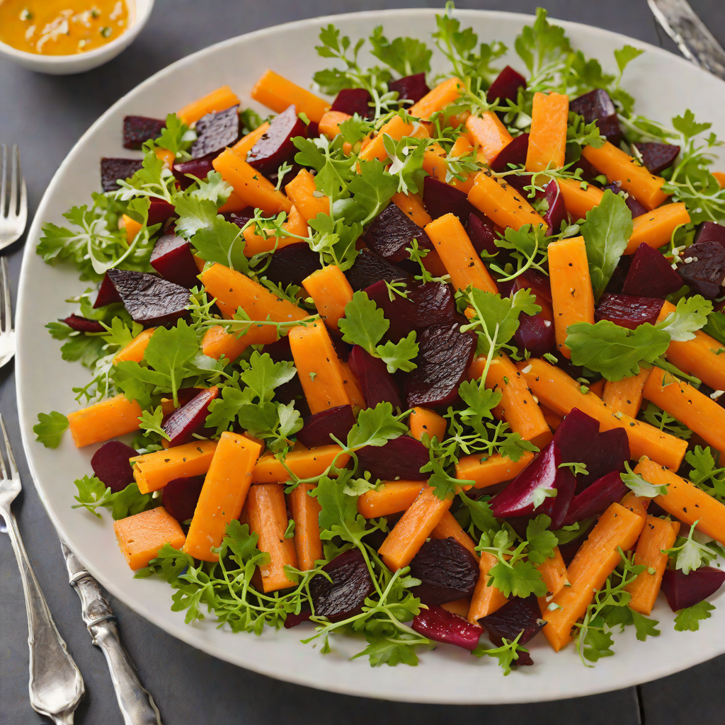 Reindeer-Inspired Roasted Carrot and Beet Salad with Orange Vinaigrette