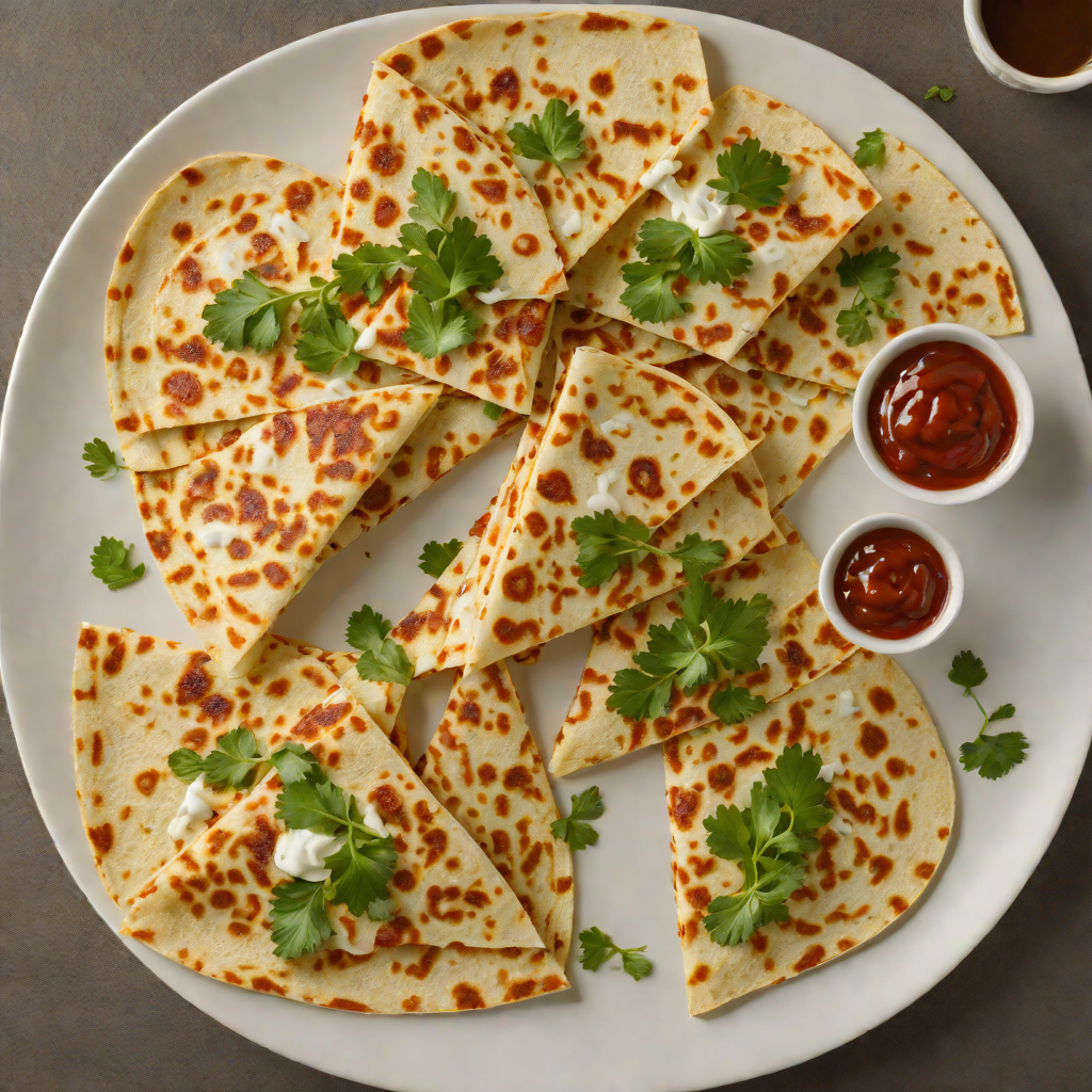 Spiced Tortilla Factory Quesadilla with Melted Cheese and Salsa Verde