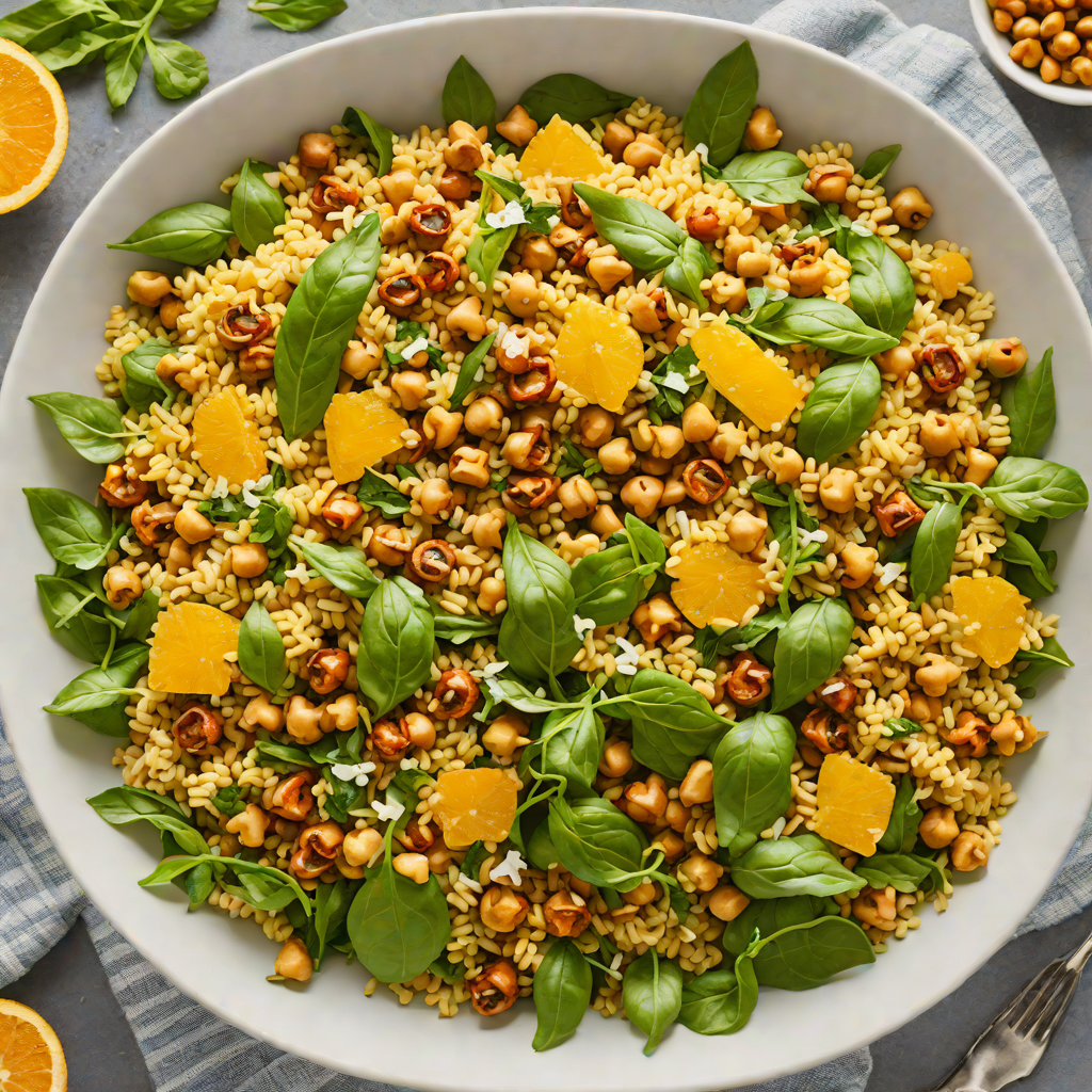 Orange-Basil Infused Couscous Salad with Roasted Chickpeas