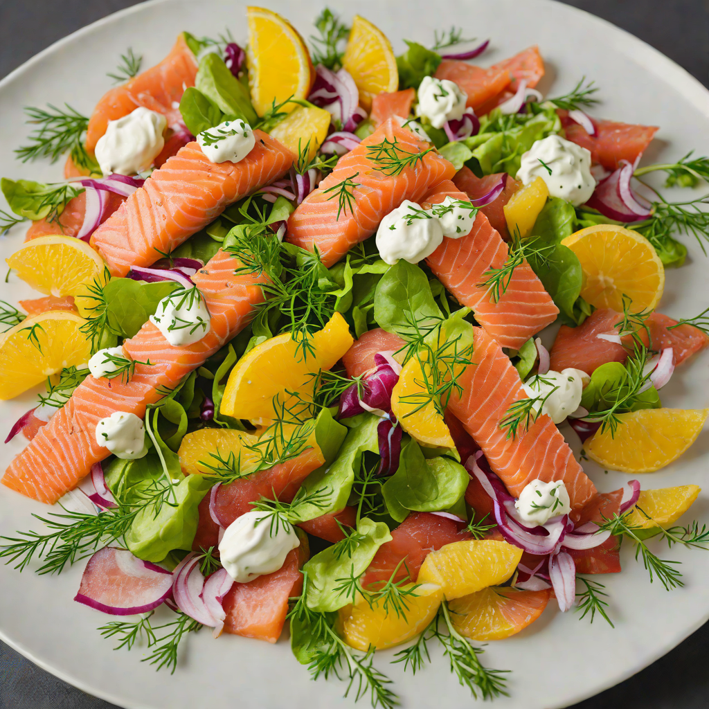Gin-Citrus Cured Salmon Salad with Dill Yogurt Dressing