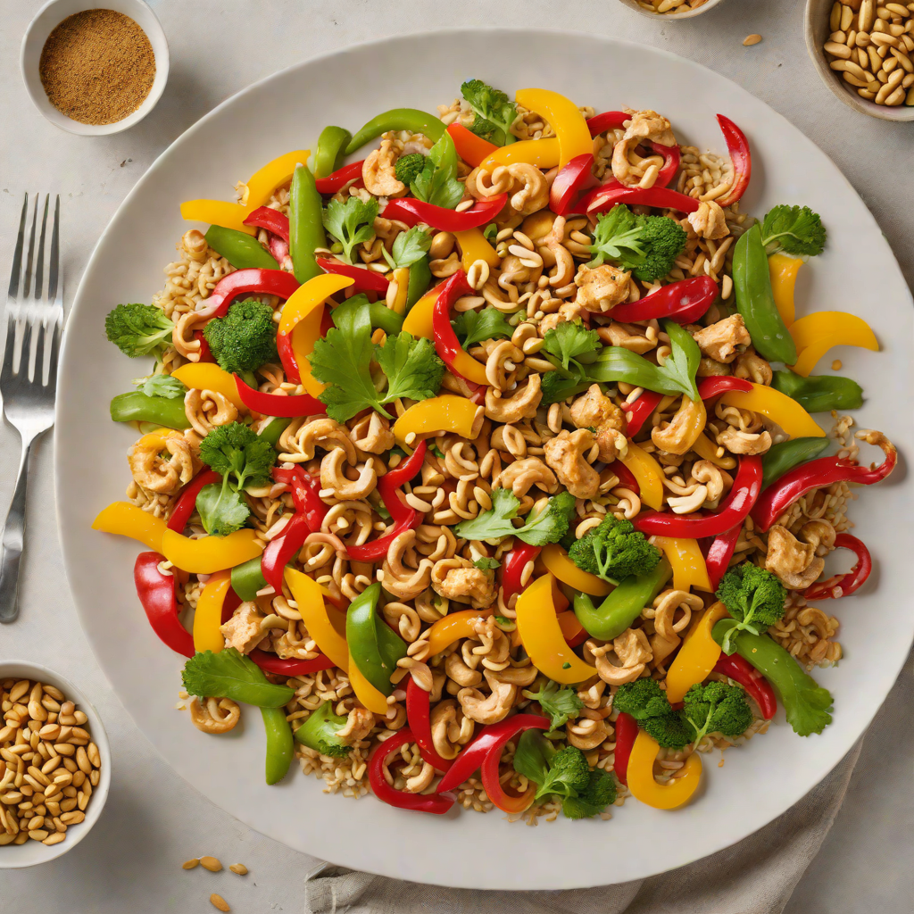 Spiced Chicken Stir-Fry with Bell Peppers and Cashews