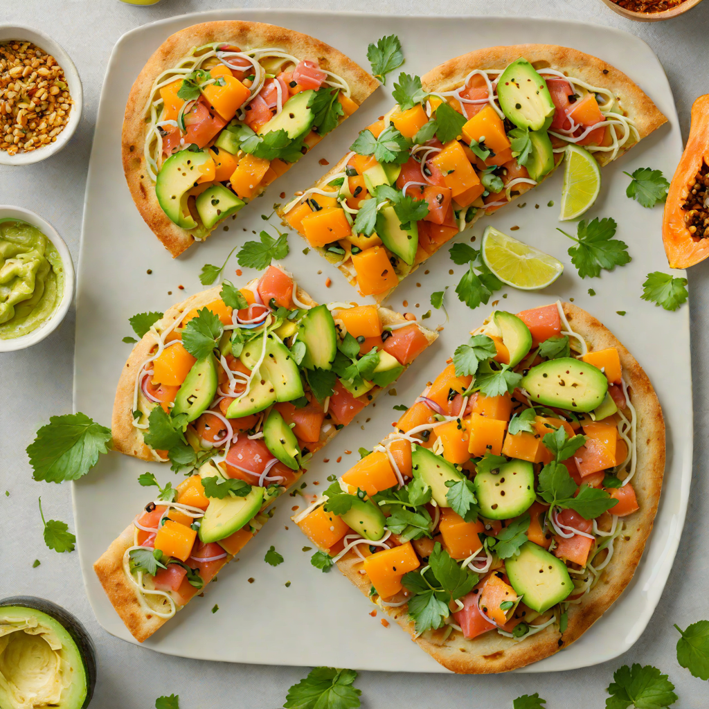 Papaya and Avocado Flatbread with Lime-Cilantro Drizzle