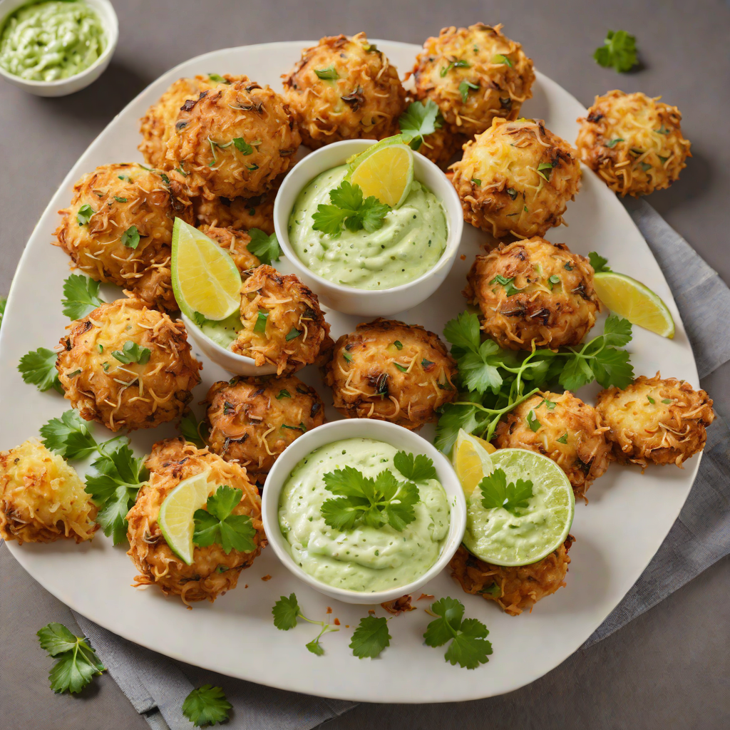 Crispy Cheese and Cassava Fritters with Cilantro-Lime Dip