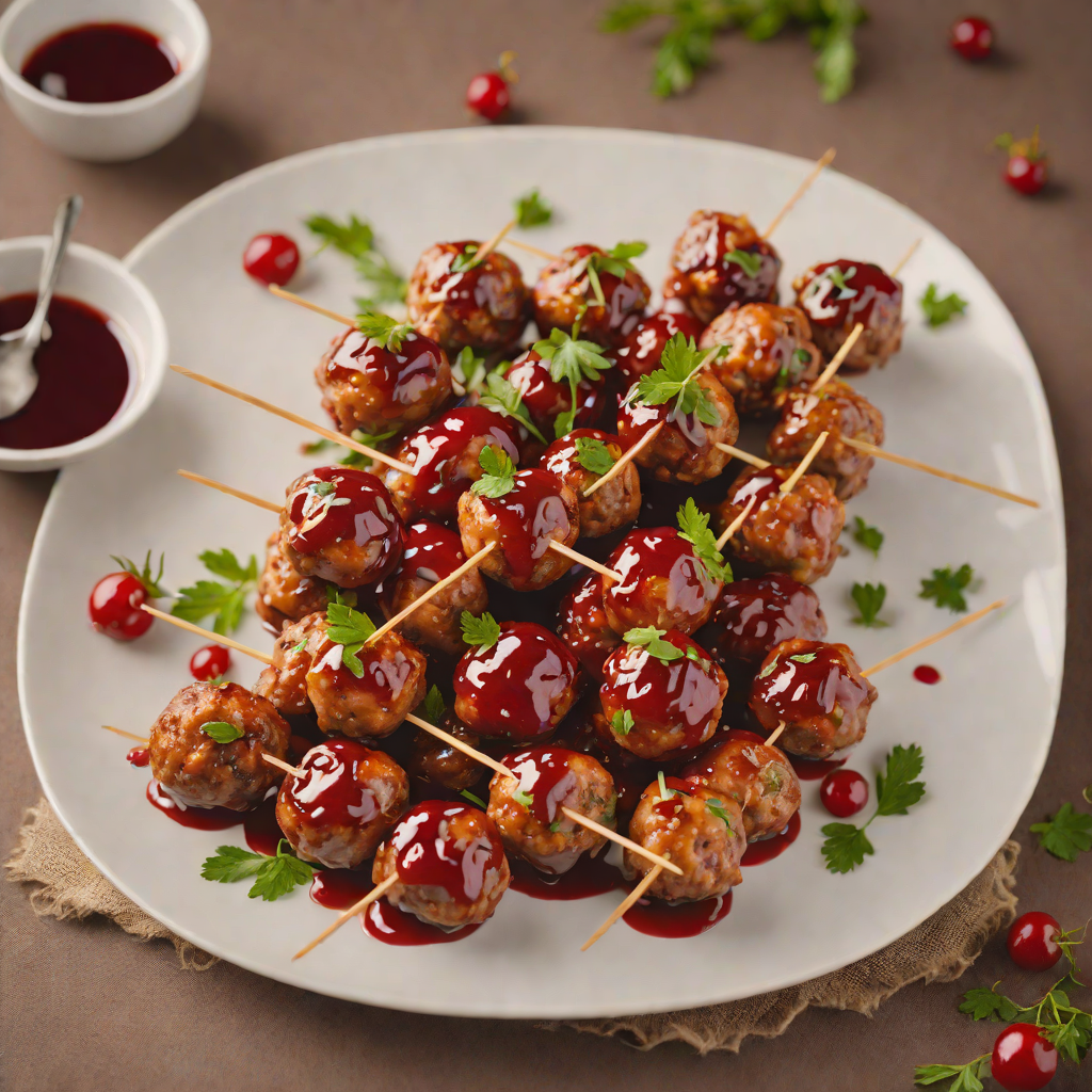 Nordic Meatball Skewers with Lingonberry Glaze