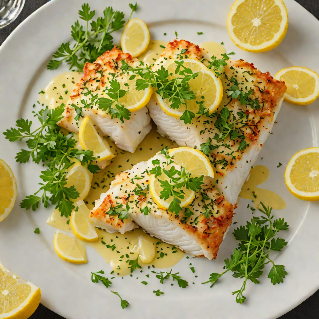 Baked Cod with Garlic-Parsley Crust and Lemon Butter