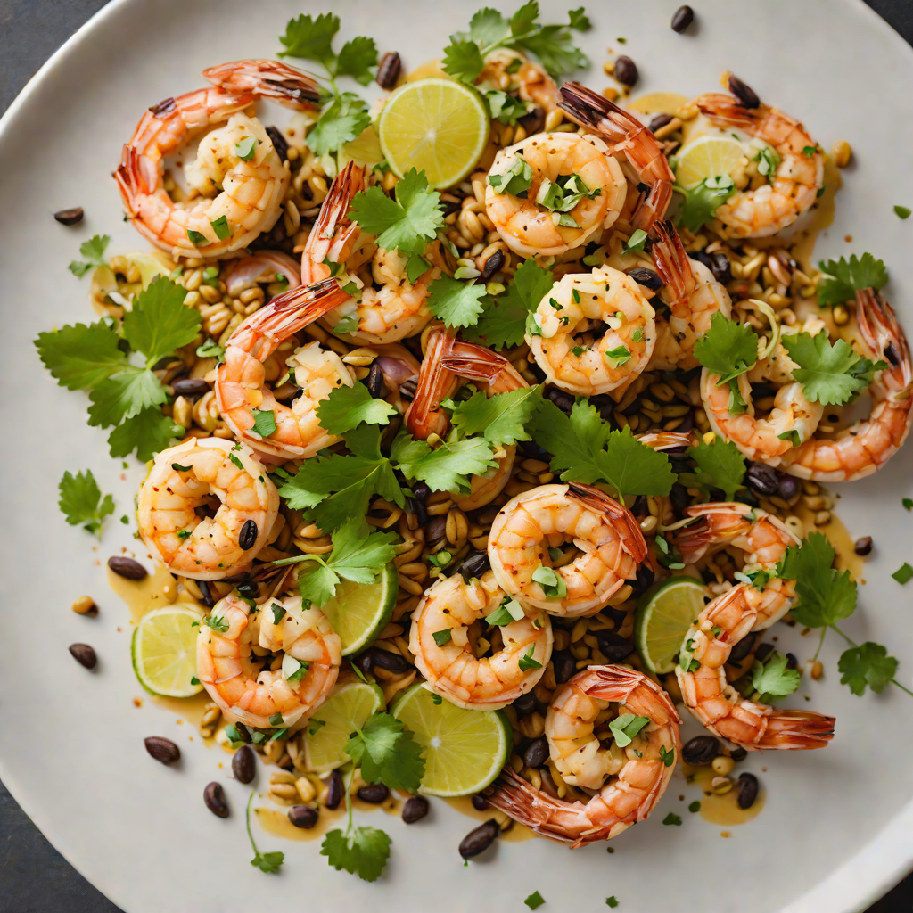 Charred Mezcal-Lime Shrimp with Cilantro and Toasted Oaxacan Pepitas
