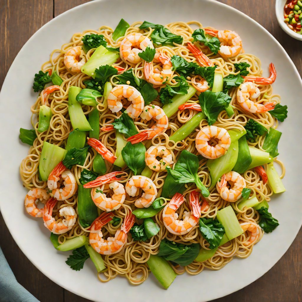 Shanghainese Stir-Fried Noodles with Shrimp and Baby Bok Choy